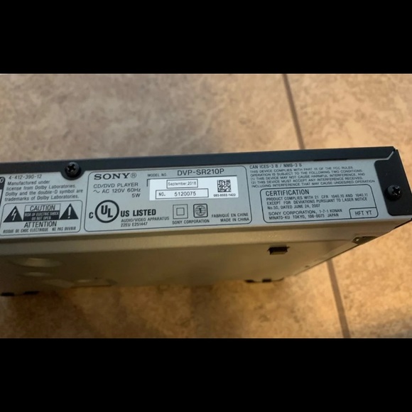 Sony DVD Player - Model DVP-SR210P